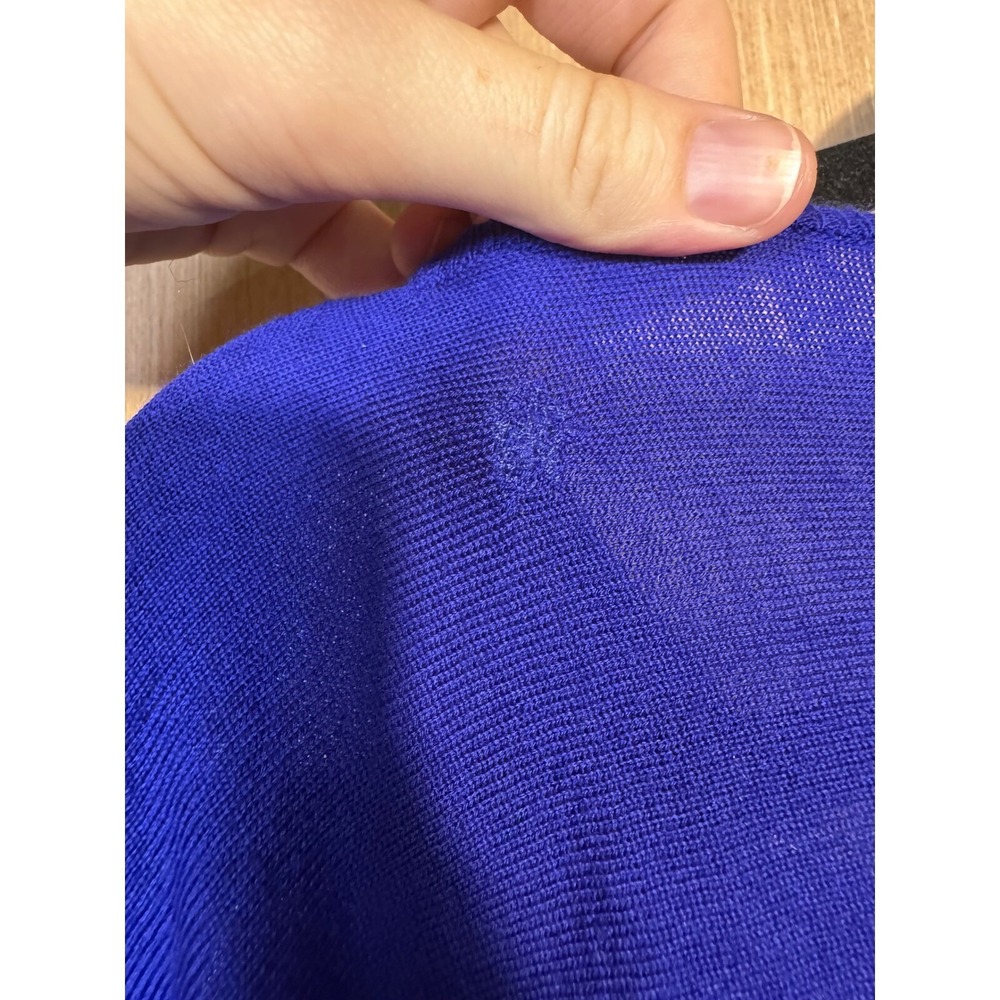 LANVIN Wool Knit Dress Cobalt Blue Long Sleeve V Neck Midi Made in Italy - Picture 8 of 9